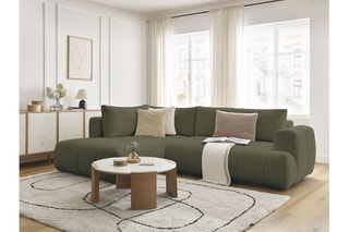 Canapé d'angle gauche convertible Fuji - Kaki - 4 places - En polyester - Couchage 228 x 154 cm