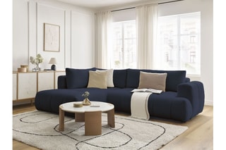 Canapé d'angle gauche convertible Fuji - Bleu foncé - 4 places - En polyester - Couchage 228 x 154 cm