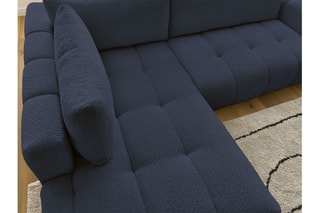 Canapé d'angle gauche convertible Fuji - Bleu foncé - 4 places - En polyester - Couchage 228 x 154 cm