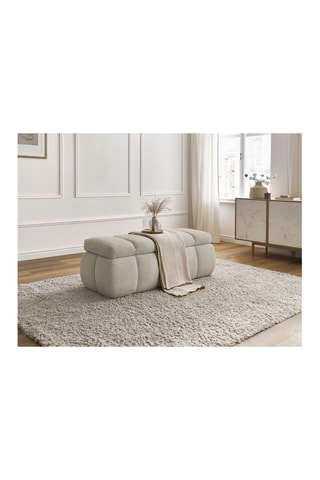 Banc-coffre en pin Denali - Beige - En tissu bouclette
