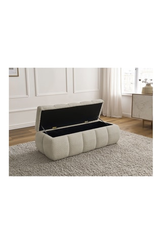 Banc-coffre en pin Denali - Beige - En tissu bouclette