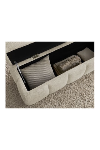 Banc-coffre en pin Denali - Beige - En tissu bouclette