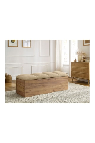 Banc-coffre en bois Kumo - Beige - En tissu