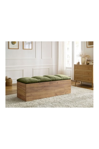 Banc-coffre en bois Kumo - Vert foncé - En tissu