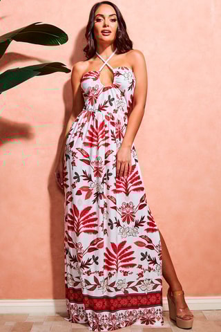 Robe longue Blanc et rouge