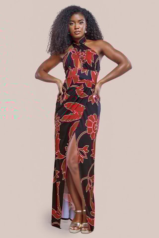 Robe longue - Noir et rouge