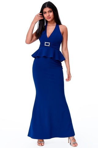 Robe sirène volantée Bleu roi