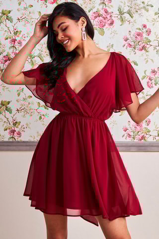 Robe courte drapée Bordeaux