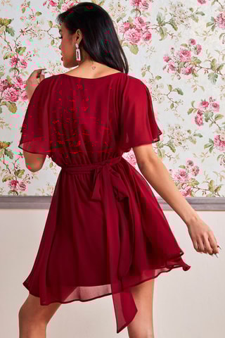 Robe courte drapée Bordeaux