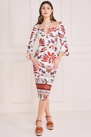 Robe midi  
Blanc et rouge