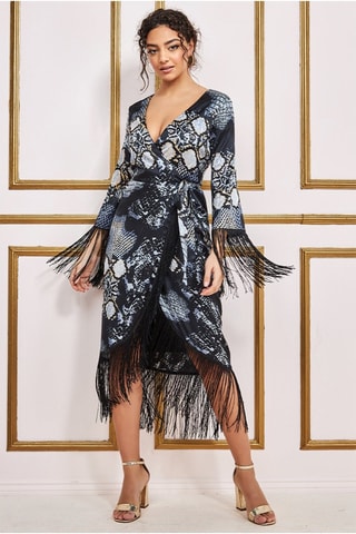 Robe portefeuille Noir et écru