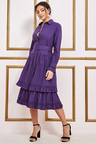 Robe chemise à volants Violet