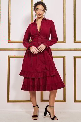 Robe chemise à volants Bordeaux