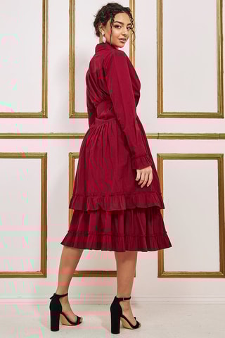 Robe chemise à volants Bordeaux