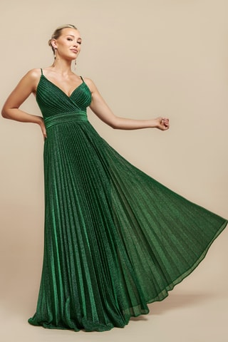Robe plissée - Vert émeraude