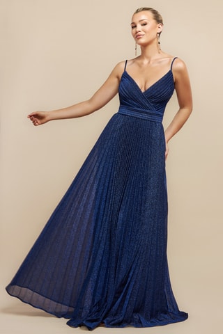 Robe plissée - Bleu marine