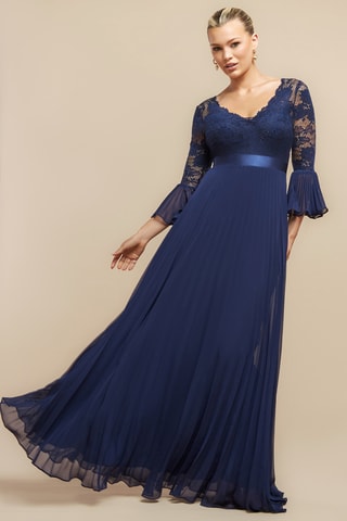 Robe plissée - Bleu marine