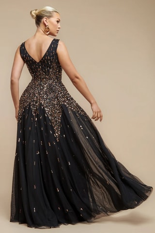 Robe longue pailletée - Noir