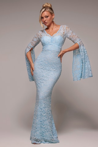 Robe longue en dentelle - Ciel