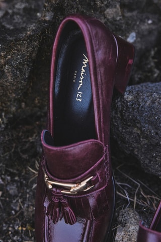 Mocassins de salto em couro Lisa - Bordô