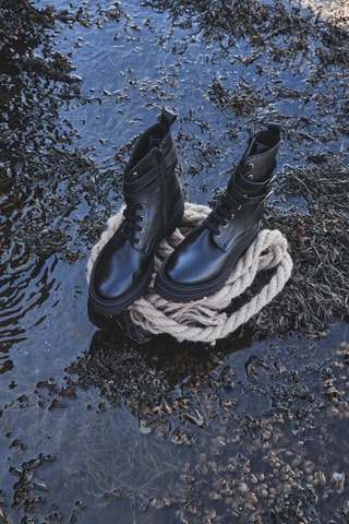 Botins em couro Leon - Preto