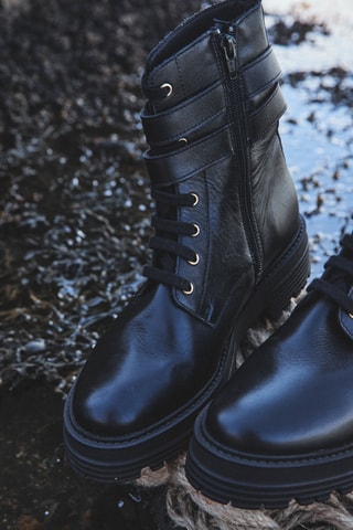 Botins em couro Leon - Preto