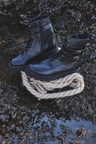 Botins em couro Leon - Preto