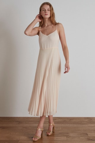 Vestido plissado Grenade - Bege