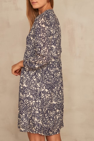 Vestido direito Calypso - Cru e azul-noite