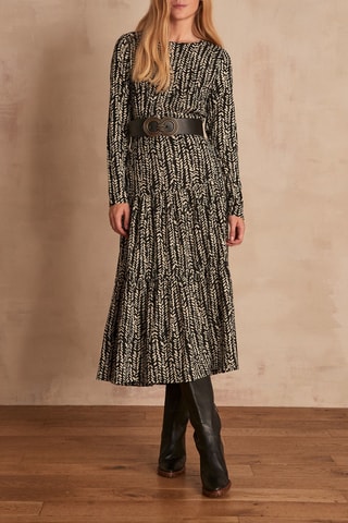 Vestido comprido Caitlyn - Cru e preto