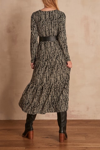 Vestido comprido Caitlyn - Cru e preto