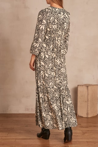 Vestido comprido Corale - Preto e cru