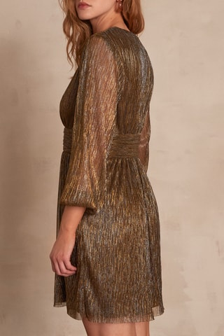 Vestido direito Clio - Dourado e castanho