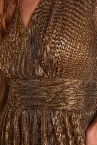 Vestido direito Clio - Dourado e castanho