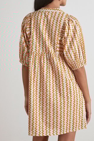 Vestido direito Celine - Branco e mostarda