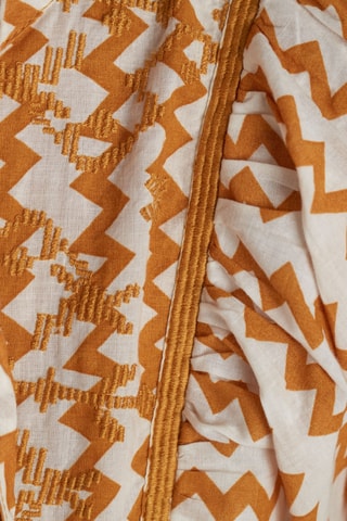 Vestido direito Celine - Branco e mostarda
