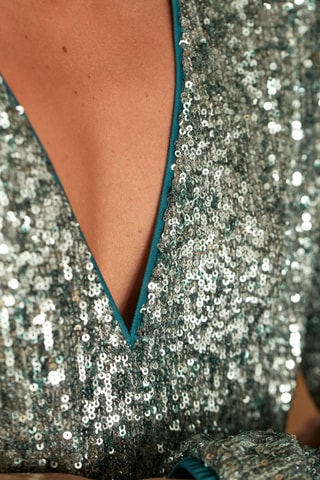 Vestido comprido Cleopatre - Prateado e verde