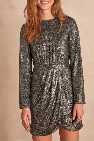 Vestido direito Celina - Dourado e antracite