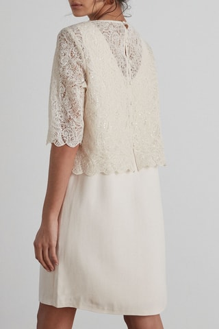 Vestido bi-matéria Gabrielle - Bege