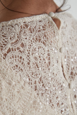 Vestido bi-matéria Gabrielle - Bege