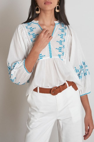 Blusa Maya - Branco e azul