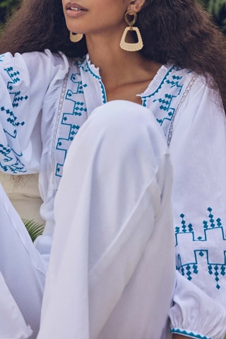 Blusa Maya - Branco e azul