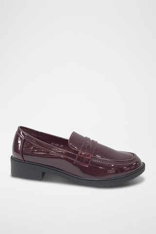 Mocassins vernis à talons - Bordeaux