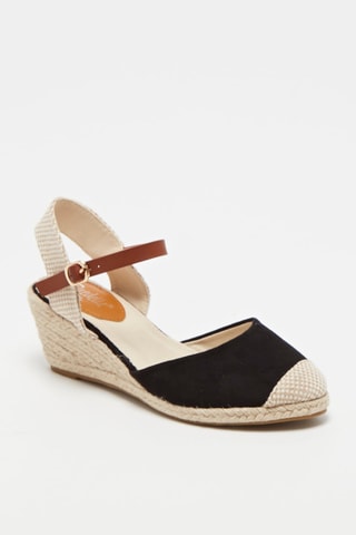 Espadrilles compensées - Noir et beige