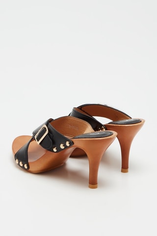 Mules à talons - Noir et camel