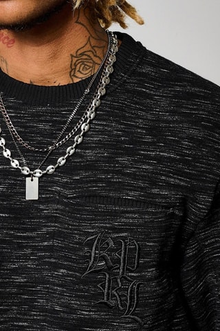 T-shirt regular Kad - Preto mesclado