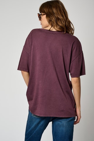 T-shirt oversize em algodão biológico Sassy - Bordô