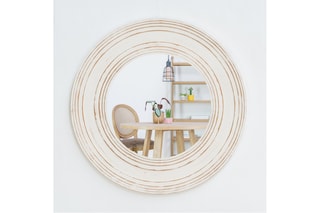 Espelho - 98 x 98 cm - Branco e castanho