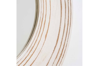 Espelho - 98 x 98 cm - Branco e castanho