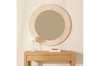 Espelho - 80 x 80 cm - Imitação madeira e branco